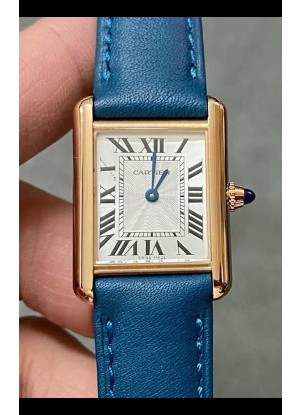 Reloj Cartier Tank Louis de 22 mm, cuarzo suizo, caja de oro y correa azul