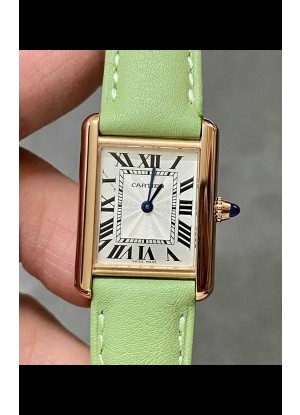 Reloj Cartier Tank Louis de 22 mm, cuarzo suizo, caja de oro y correa verde