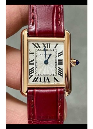 Reloj Cartier Tank Louis de 22 mm, cuarzo suizo, caja de oro y correa roja