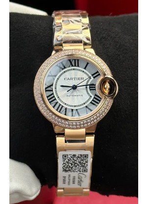 Reloj Ballon De Cartier automático de 33 mm, oro rosa, superclon