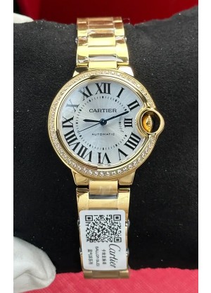 Reloj Ballon De Cartier automático de oro amarillo de 33 mm, superclon
