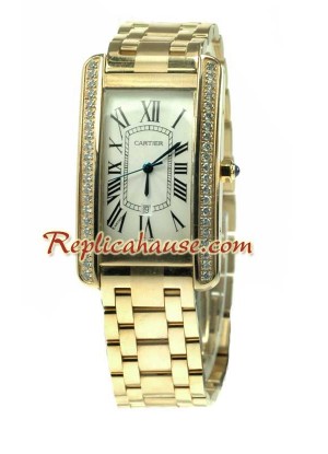 Cartier Santos Tank Americaine Suizo Dama - Gold Reloj