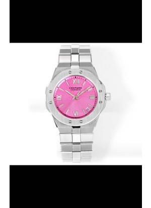 Reloj réplica Chopard Alpine Eagle de acero inoxidable con esfera rosa, superclon