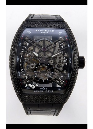 Reloj Franck Muller V45 Tourbillon Skeleton DLC Diamonds Superclon