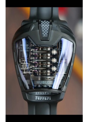 Reloj Hublot MP-05 La Ferrari con caja de titanio negro, réplica hiperrealista