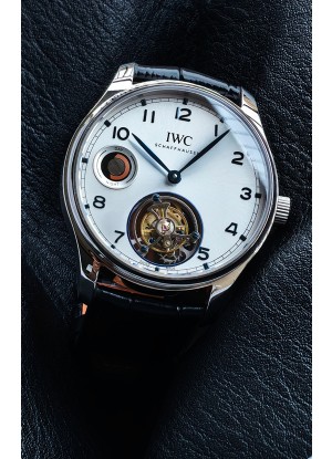Reloj IWC Portuguese Tourbillon con caja y esfera de acero, réplica exacta de un superclon