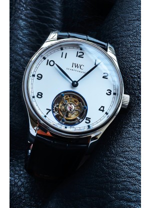 Reloj IWC Portuguese Tourbillon con caja de acero y esfera blanca, superclon