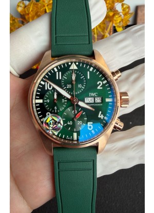 Reloj IWC PILOT'S Cronógrafo de oro rosa con esfera verde Superclon