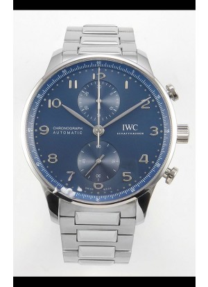 Reloj IWC Portuguese Chronograph con esfera azul Superclon