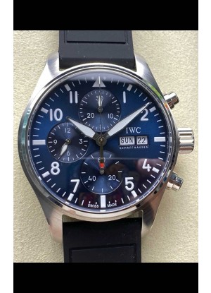 Reloj IWC PILOT'S Cronógrafo con esfera azul y correa de caucho, réplica perfecta