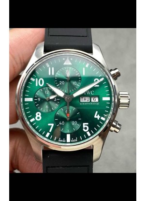 Reloj IWC PILOT'S Cronógrafo con esfera verde y correa de caucho, réplica perfecta
