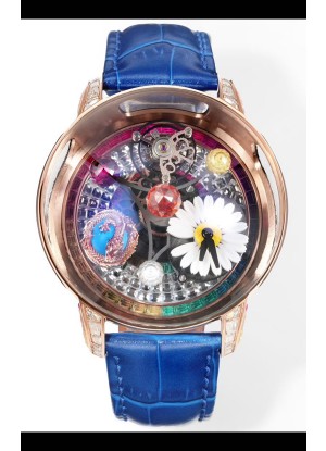 Reloj réplica suizo Jacob & CO Astronomia G-Dragon con correa azul y tourbillon en oro rosa