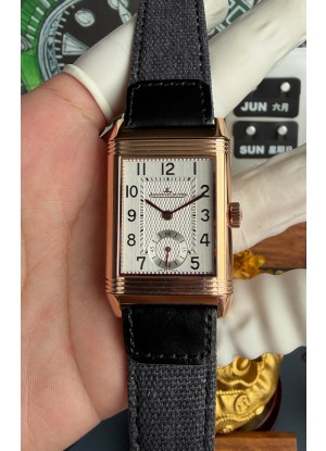 Reloj Jaeger-LeCoultre Reverso Tribute Duoface con esfera blanca y gris, superclon