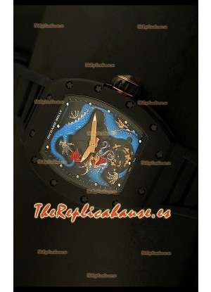 Richard Mille RM057 Tourbillon Jackie Chan Reloj Réplica Suiza caja con recubrimiento en PVD