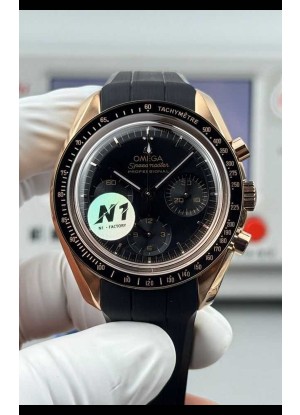 Reloj Omega Speedmaster Moonwatch oro rosa con esfera negra de 42 mm, superclon