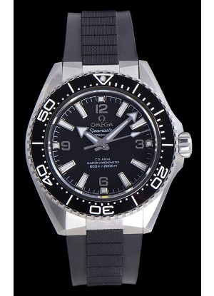 Reloj Omega Seamaster Planet Ocean con bisel negro y correa de caucho de 42 mm, réplica de alta calidad