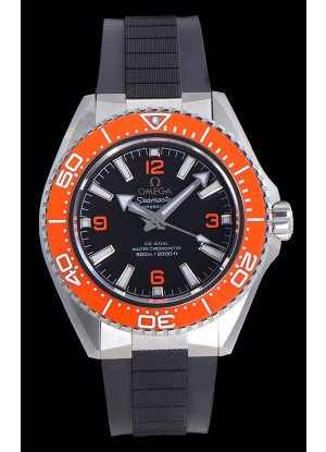 Reloj Omega Seamaster Planet Ocean con bisel naranja y correa de caucho de 42 mm, réplica de alta calidad
