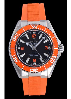 Reloj Omega Seamaster Planet Ocean con bisel naranja y correa de caucho de 42 mm, réplica de alta calidad