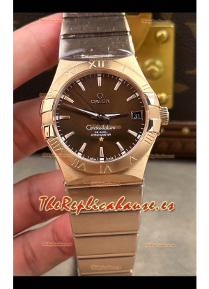 Reloj Omega Constellation Superclon de 38 mm con esfera marrón y oro rosa