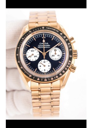 Reloj Omega Speedmaster Moonwatch de oro rosa con esfera negra, superclon