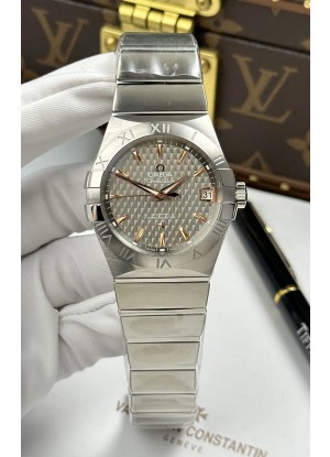 Reloj Omega Co-Axial Constellation de 38 mm con esfera gris de acero 904L, réplica perfecta