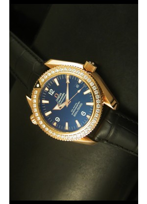Omega Planet Ocean Reloj chapado en Oro Rosado con Diamantes