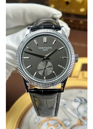 Reloj Patek Philippe Calatrava 6119G de acero inoxidable con esfera gris, réplica exacta