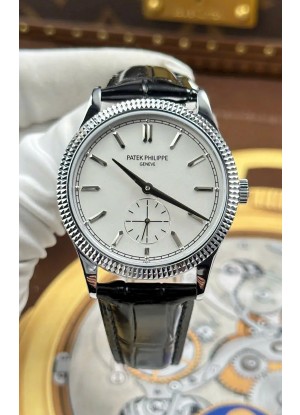 Reloj Patek Philippe Calatrava 6119G de acero inoxidable con esfera blanca, superclon