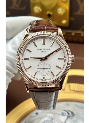 Reloj Patek Philippe Calatrava 6119G Superclon de oro rosa con esfera blanca