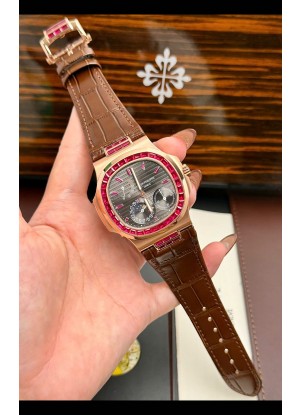 Reloj Patek Philippe Nautilus 5712 Superclon de oro rosa y rubíes rojos