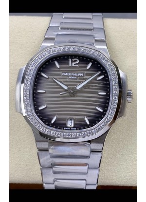Reloj Patek Philippe Nautilus 7118 de 35 mm con esfera gris y diamantes, superclon
