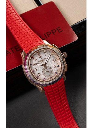 Reloj Patek Philippe Aquanaut 7968 Superclon de oro rosa con correa roja