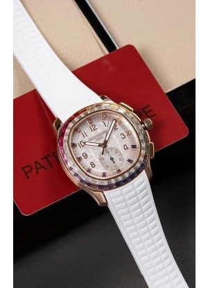 Reloj Patek Philippe Aquanaut 7968 Superclon de oro rosa con correa blanca