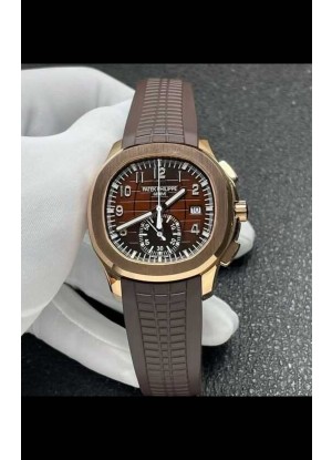 Reloj Patek Philippe Aquanaut 5968 con caja de oro rosa y esfera marrón, réplica exacta