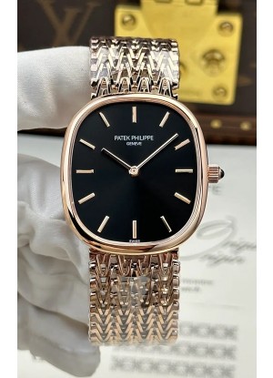 Reloj Patek Philippe Golden Ellipse 5738/1R-001 de oro rosa con esfera negra, superclon