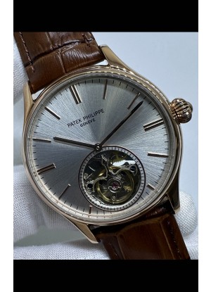 Reloj réplica japonés Patek Philippe Tourbillon Oro Rosa Esfera Gris