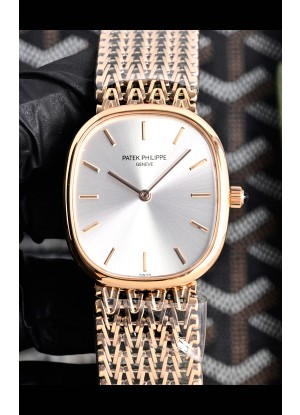 Reloj Patek Philippe Golden Ellipse 5738/1R-001 con esfera de acero y oro rosa, superclon