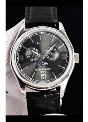 Reloj réplica suizo Patek Philippe Complications 5146 con calendario anual y esfera gris