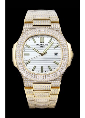 Patek Philippe Superclon Nautilus 5711/G Edición con diamantes engastados y esfera blanca