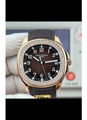 Reloj Patek Philippe Aquanaut 5167 Superclon con correa negra y bisel de diamantes