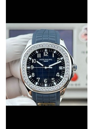 Reloj Patek Philippe Aquanaut 5167 con esfera azul, correa, diamantes y bisel, réplica excepcional