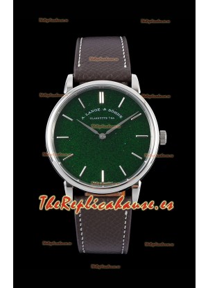 A.Lange & Sohne Saxonia Thin Reloj Réplica Suizo Caja de acero Dial verde