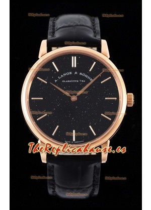 A.Lange & Sohne Saxonia Thin Reloj Réplica Suizo Caja en Oro Rosado Dial Negro Estrellado