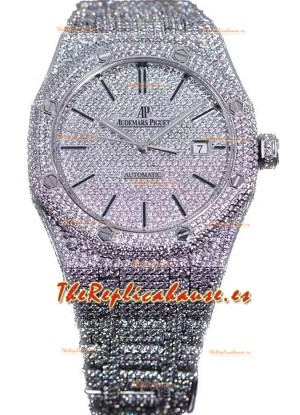 Audemars Piguet Royal Oak 15400 Iced Out Dial Stick Caja en Acero Inoxidable Reloj Réplica Suiza
