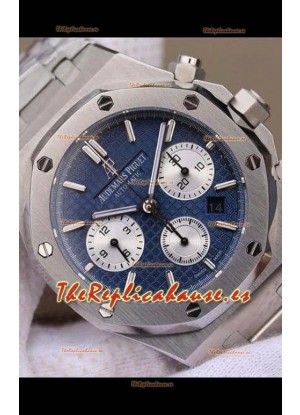 Audemars Piguet Royal Oak Chronograph Dial Azul Correa Acero Reloj Réplica Suiza