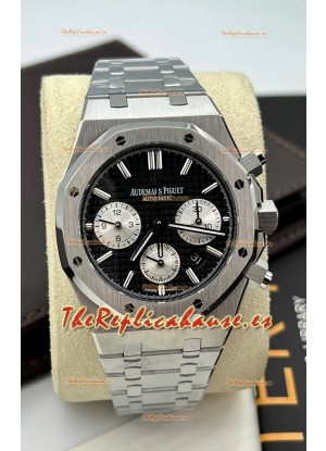 Audemars Piguet Royal Oak Chronograph Dial Negro Correa Acero Reloj Réplica Suiza