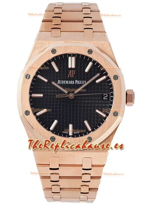 Audemars Piguet Royal Oak 37MM Dial Negro Reloj Oro Rosado en Movimiento 3120 - Réplica Espejo 1:1