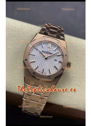 Audemars Piguet Royal Oak 33MM Acero 904L Oro Rosado Dial Blanco Reloj Réplica Espejo 1:1