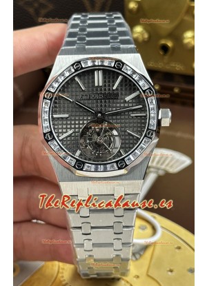 Reloj Audemars Piguet Super Clone Royal Oak con Tourbillon Flying Dial Gris de 41 mm.