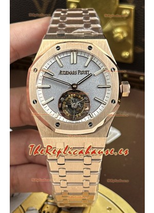 Audemars Piguet Royal Oak 26730OR Tourbillon Volante de 41 mm en Oro Rosado 904L con Dial Gris.